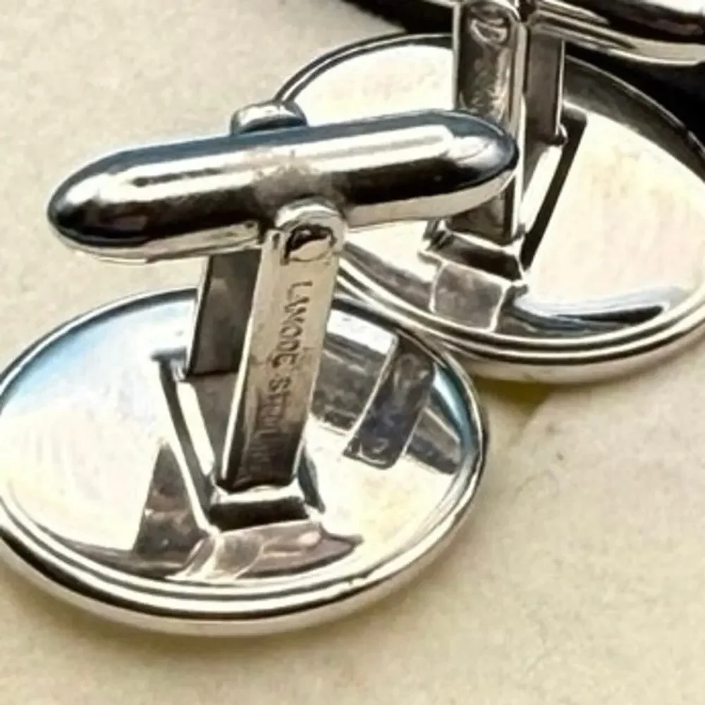 Vintage LaMode Steel Cuff Links • Floral Engraved • Boxed